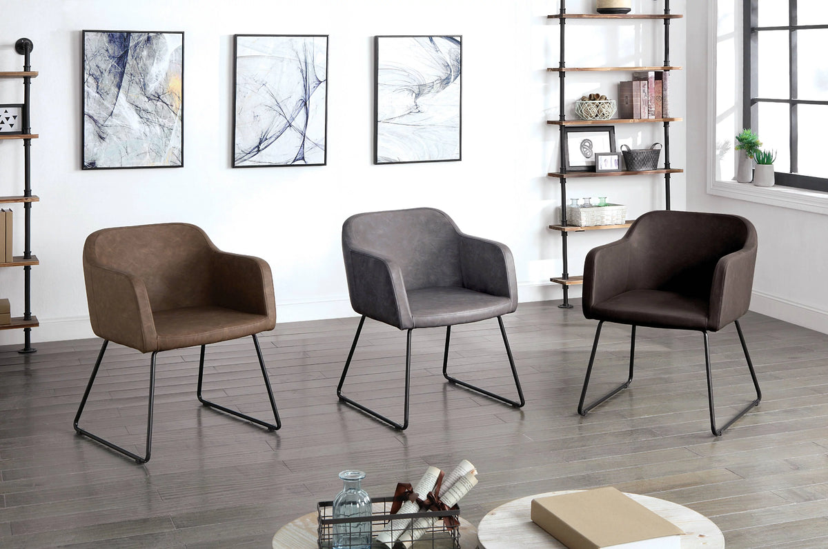 Gray Faux Leather Accent Chair H468493