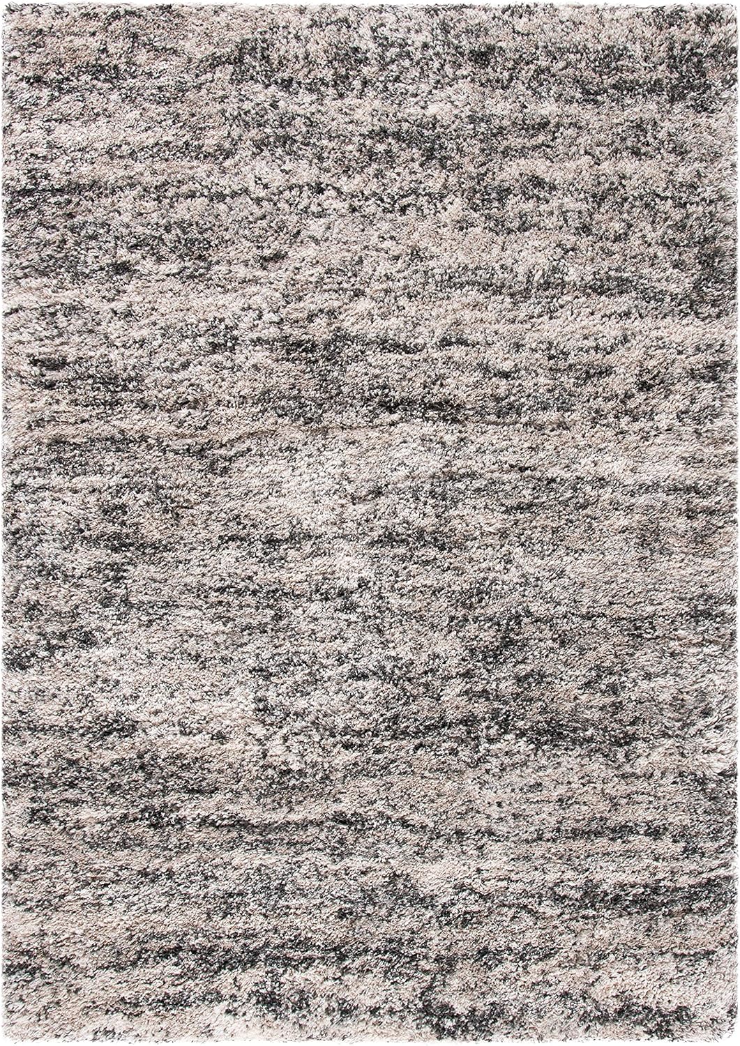 Cream & Grey 6' x 9' Non-Shedding Area Rug O7815