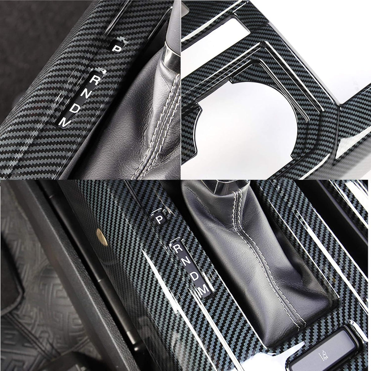Carbon Fiber Center Console Gear Shift Cup Holder Trim 2pcs W22962