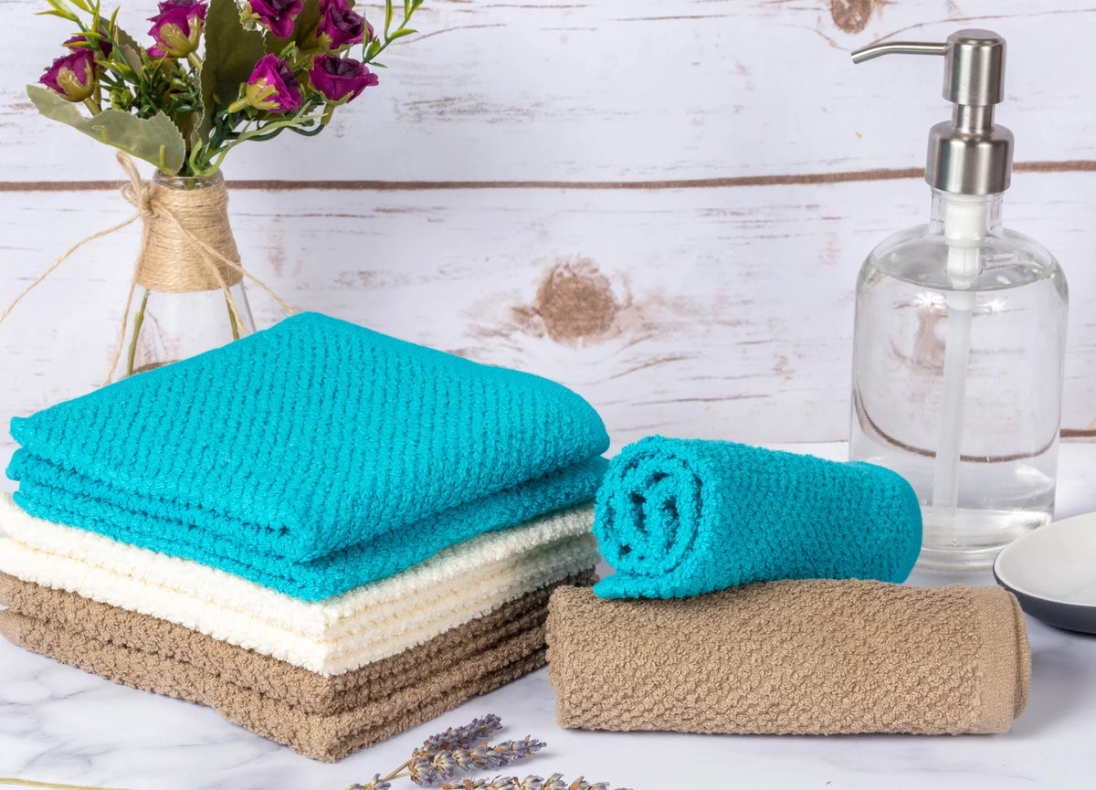 Set of 8 Popcorn Weave Washcloths 12 x 12 E210