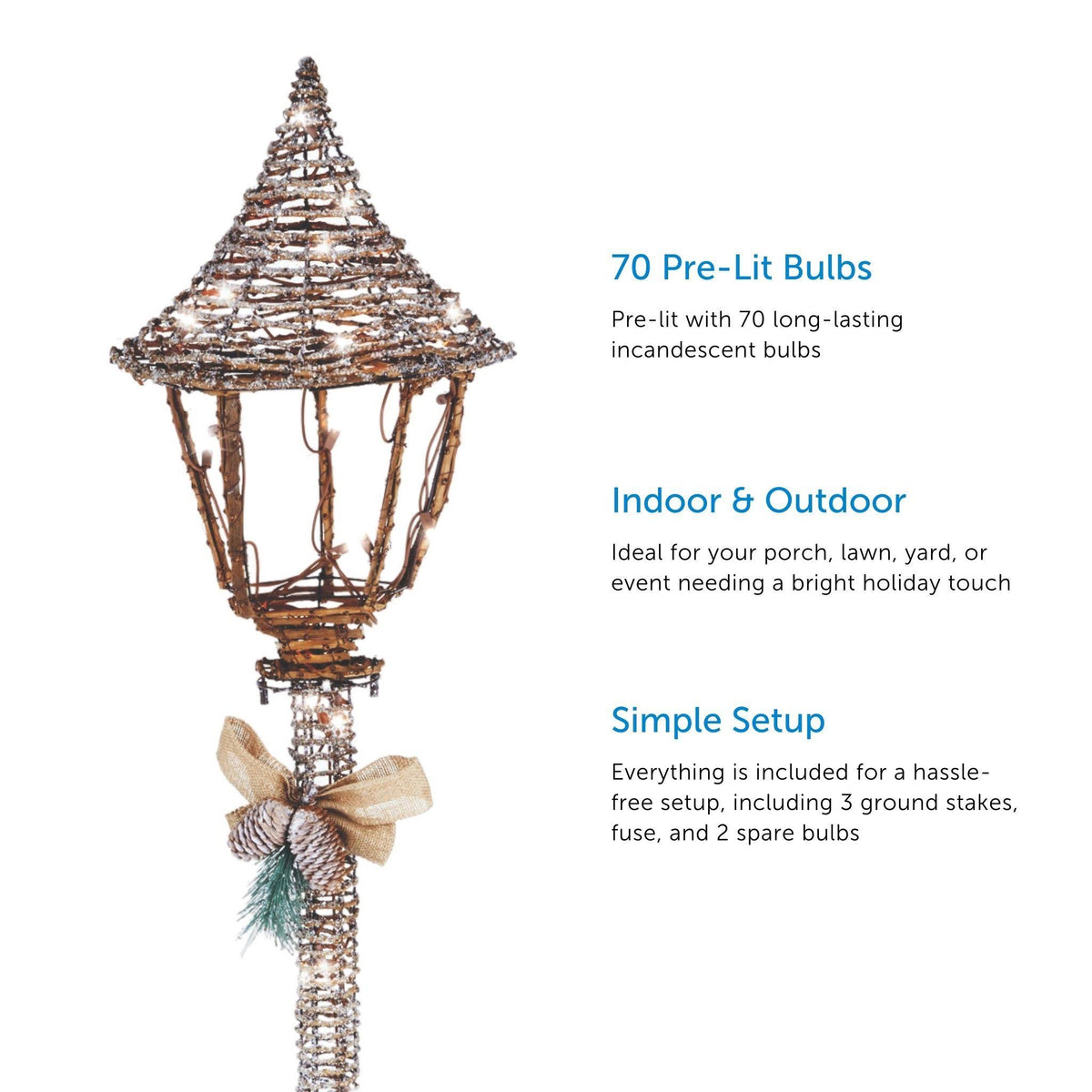 Pre Lit Incandescent 5 Foot Frosted Lamp Post Christmas Lawn Decoration O236785
