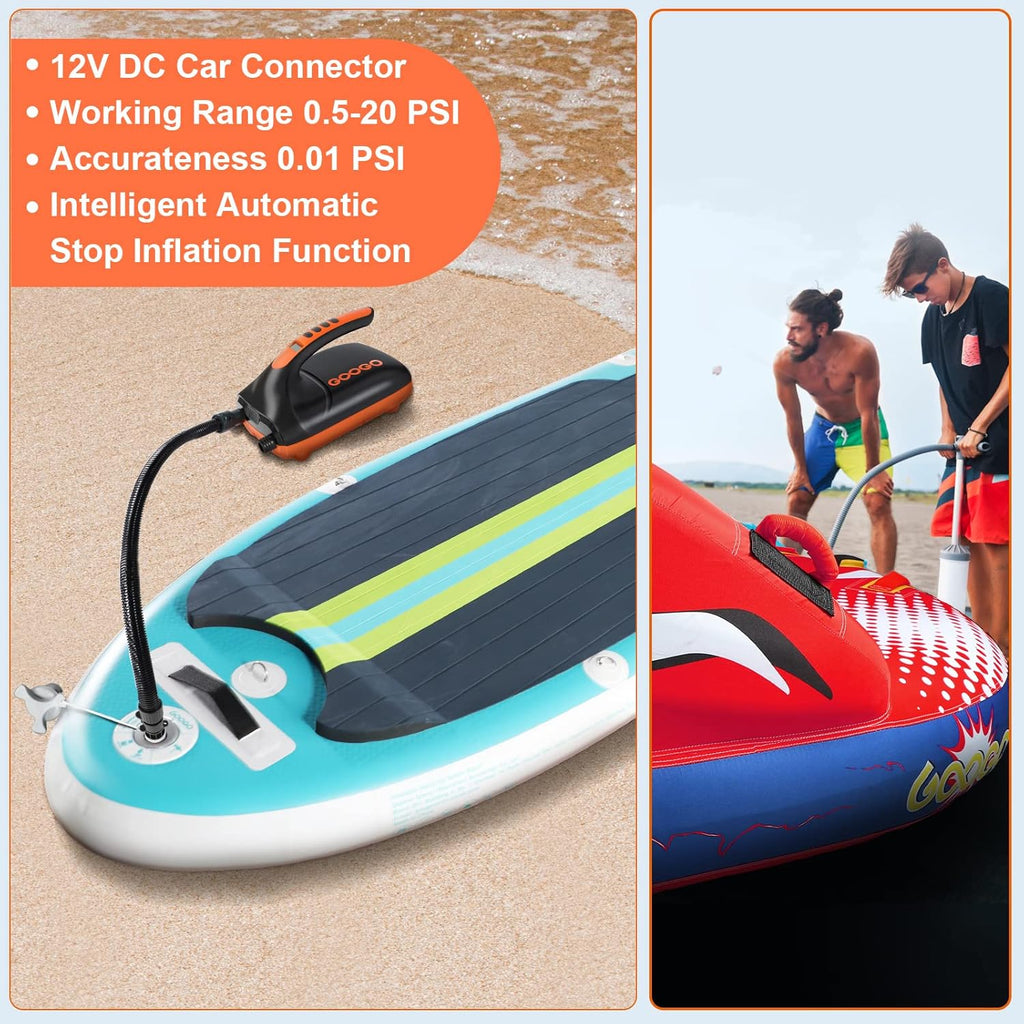 20PSI Portable Electric Paddle Board Pump with LCD Auto-Off, 6 Nozzles U25740