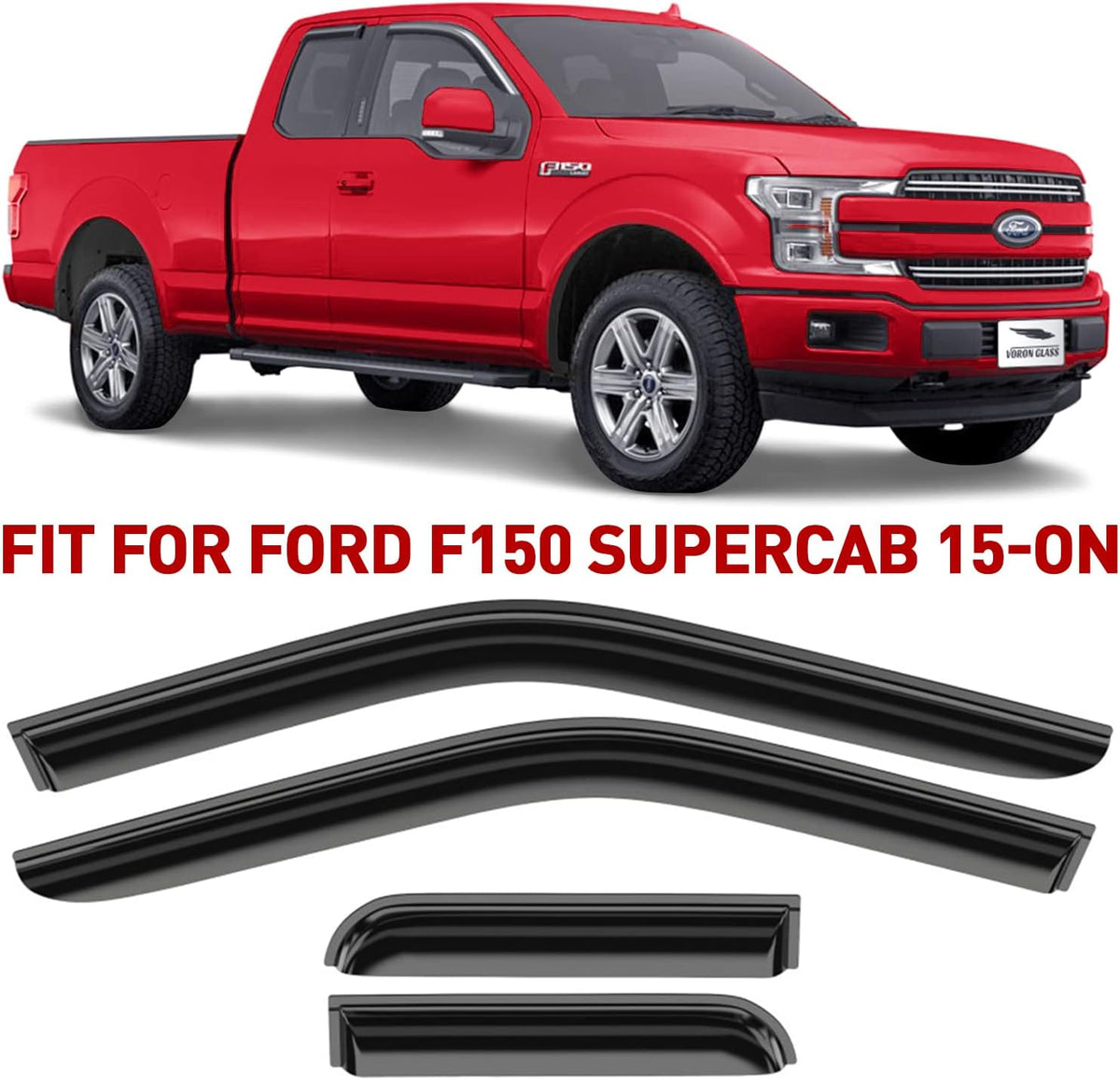 4 Pieces In-Channel Rain Guards for Trucks H9077