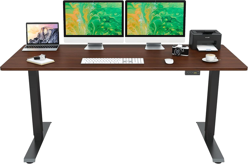 55 Inch Electric Adjustable Height Standing Desk, Walnut K99210