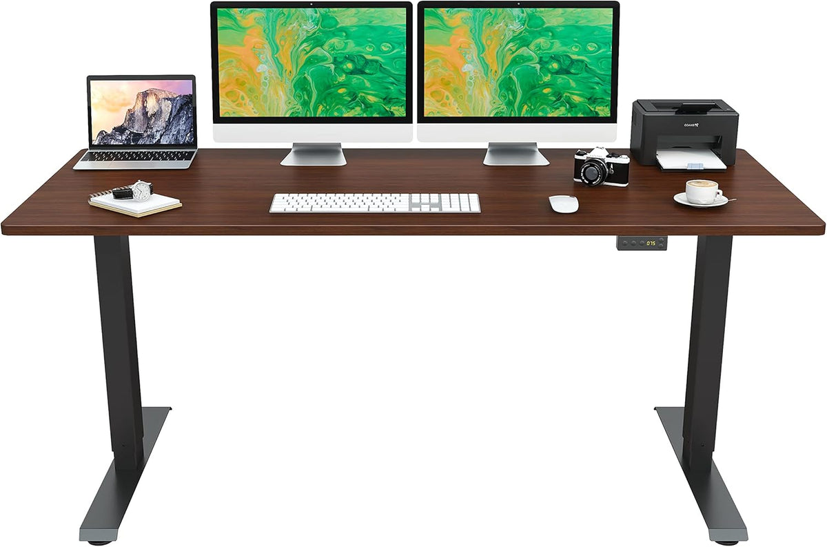 55 Inch Electric Adjustable Height Standing Desk, Walnut K99210