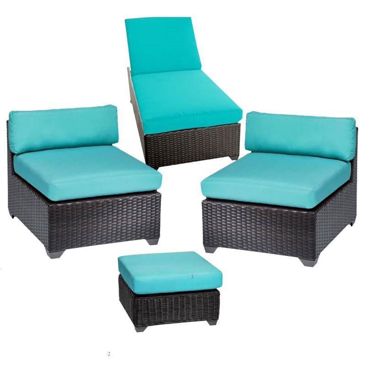 4 Piece Patio Sofa Set with Lounger and Ottoman N696