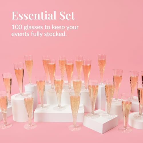 48 Pack 4.5 oz Gold Glitter Plastic Champagne Flutes A356643