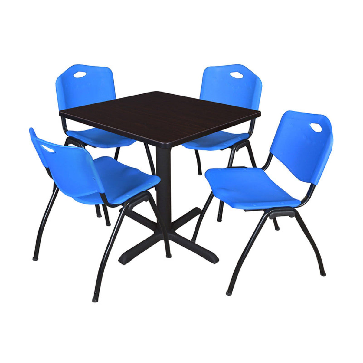 36x22 Square Breakroom Table and 4 Stack Chairs Y185