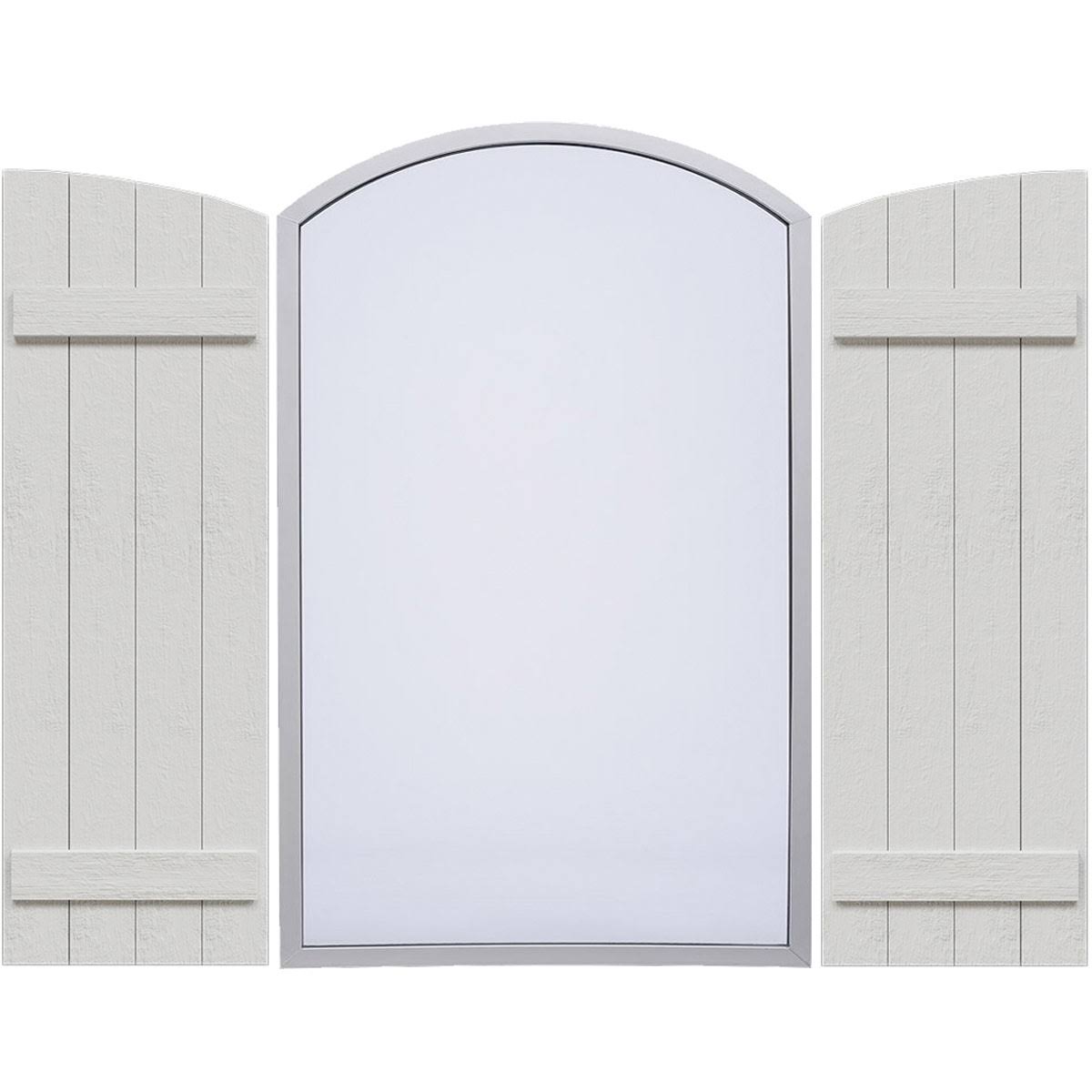 Rustic Faux Wood Shutters with Elliptical Arch Top P421