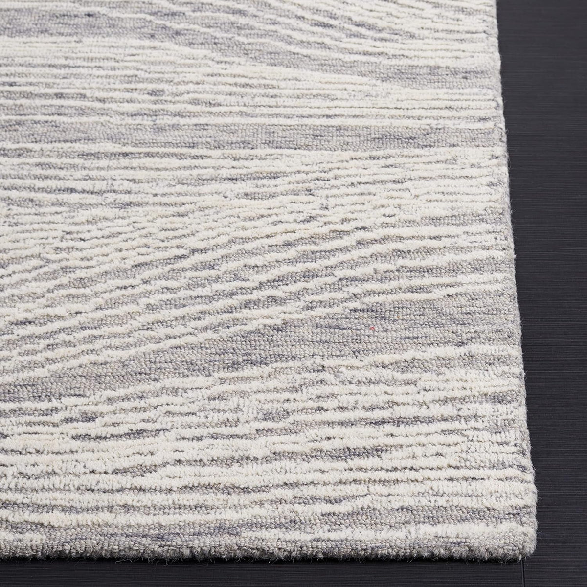 Grey & Ivory 8' x 10' Handmade Wool Area Rug H8671