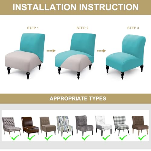 Armless Chair Slipcover 2Pcs Stretch Removable Washable F28128