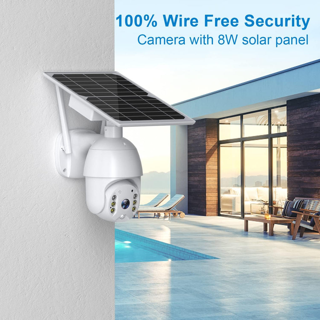 Solar Security Camera Wireless WiFi PTZ Color Night Vision Motion Detection Battery Powered M1212