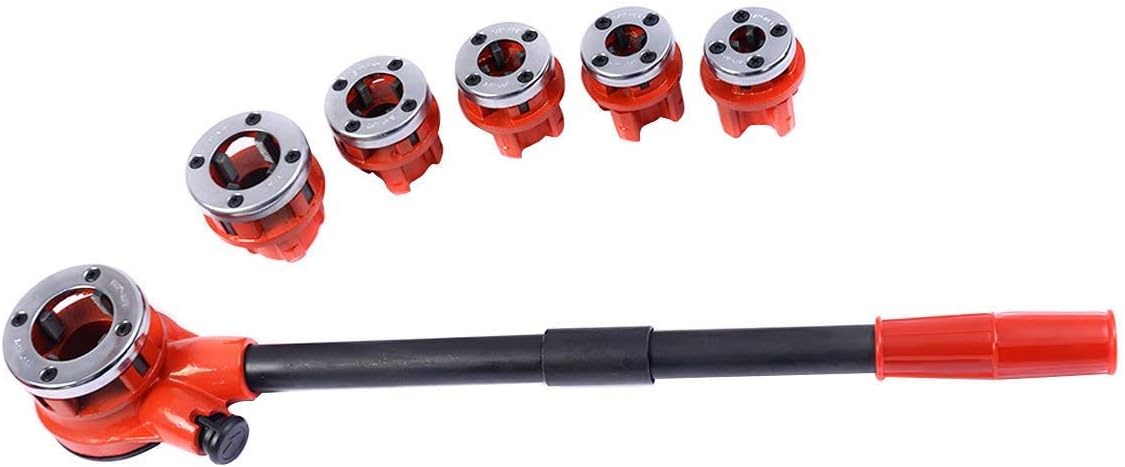 Portable Ratchet Pipe Threader Kit Set with 6 Dies and Case V40007