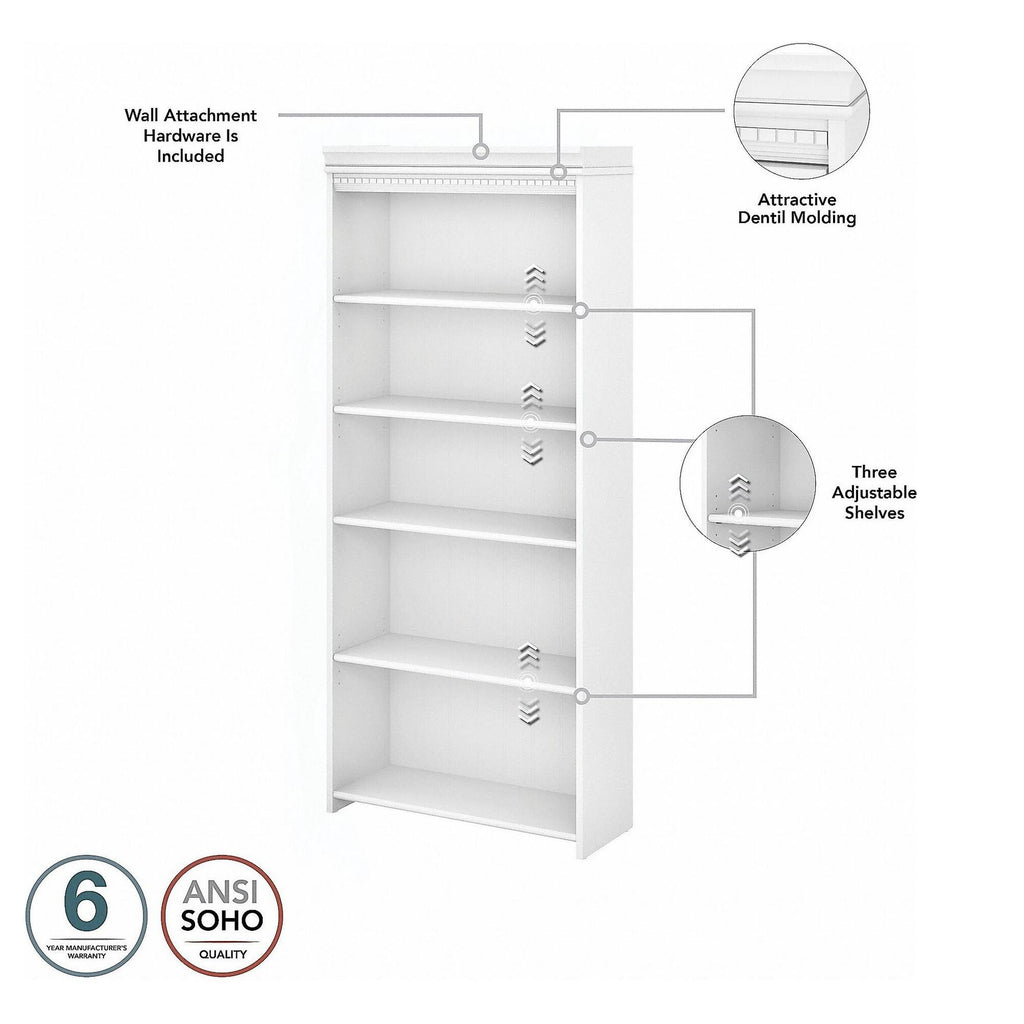 Gray L Shaped Desk with 5 Shelf Bookcase L4849