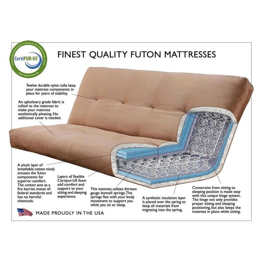 Linen Fabric Mattress Frame in Espresso/Aqua Blue L967240