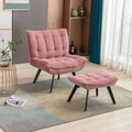 Soft Velvet Accent Chair with Ottoman V2539
