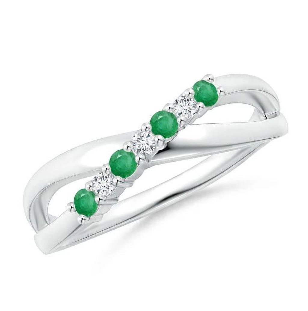 Green Emerald CZ Eternity Band Ring 925 Sterling Silver S87358