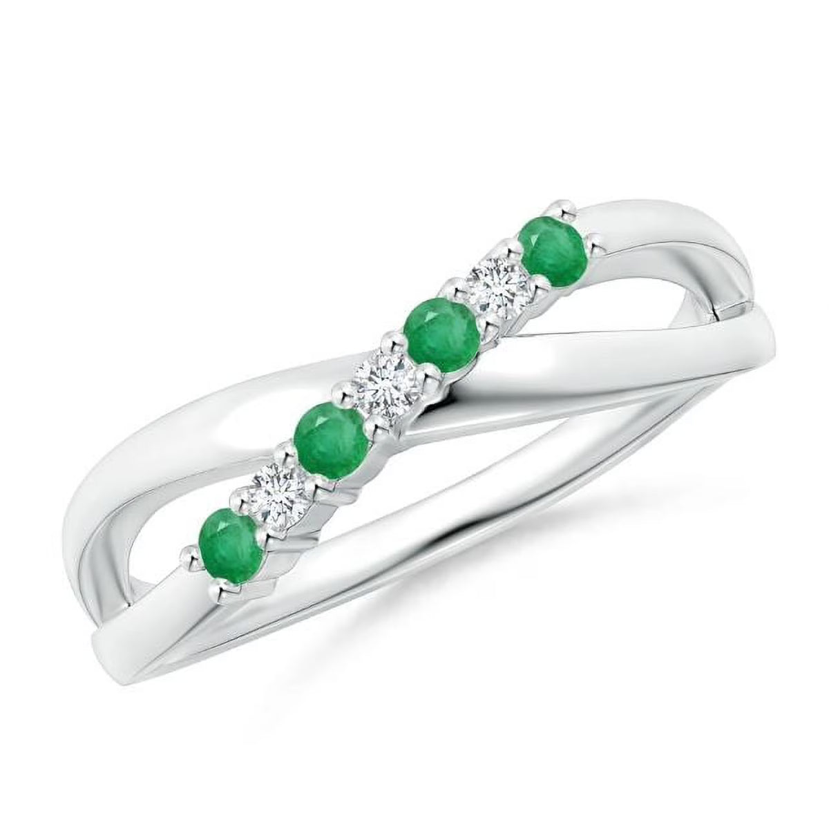 Green Emerald CZ Eternity Band Ring 925 Sterling Silver S87358