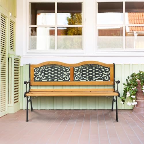 Metal Wood Garden Bench Y16951
