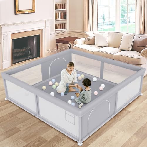 Large Baby Playpen 79x79 Inch Extra Large Kids Activity Center with Zipper Gates X7554