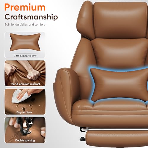 Ergonomic Chair with Footrest, Reversible Armrests, Brown U261