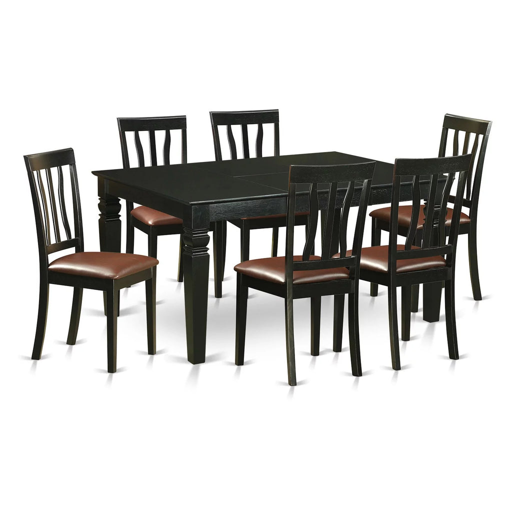 Black 7 Piece Rectangular Dinette Table Set S8837