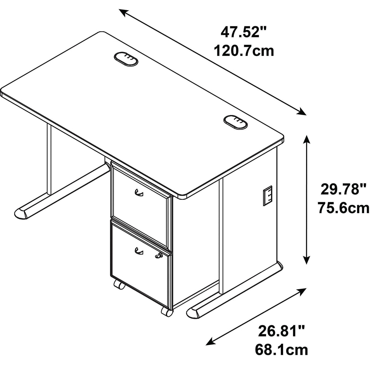 Natural Cherry Desk with 2 Drawer Mobile Pedestal J116