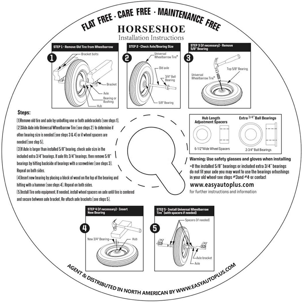 4.80/4.00-8 Solid Flat-Free Wheelbarrow Tire On Wheel R562886
