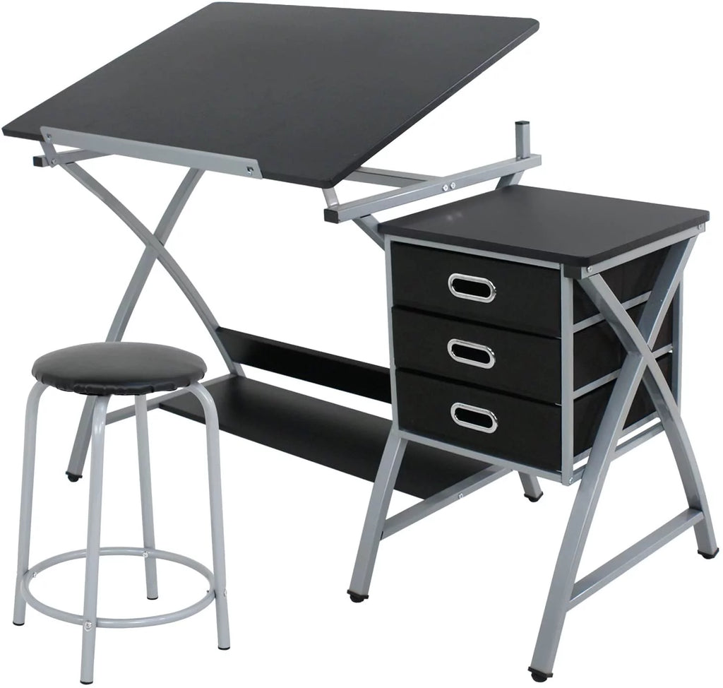 Height Adjustable Art Desk with 3 Storage Drawers U712