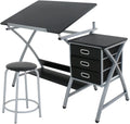 Height Adjustable Art Desk with 3 Storage Drawers U712
