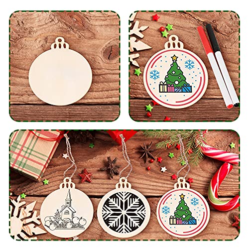 100PCS Unfinished Predrilled Wood Circles Christmas Ornaments D343847
