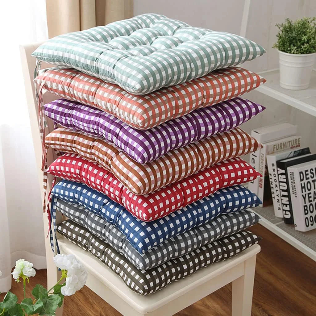 4 Pack Square Non-Slip Thicken Seat Cushion Pads with Ties M58975