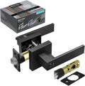Matte Black Square Passage Door Lever Set with Removable Latch Plate J78648