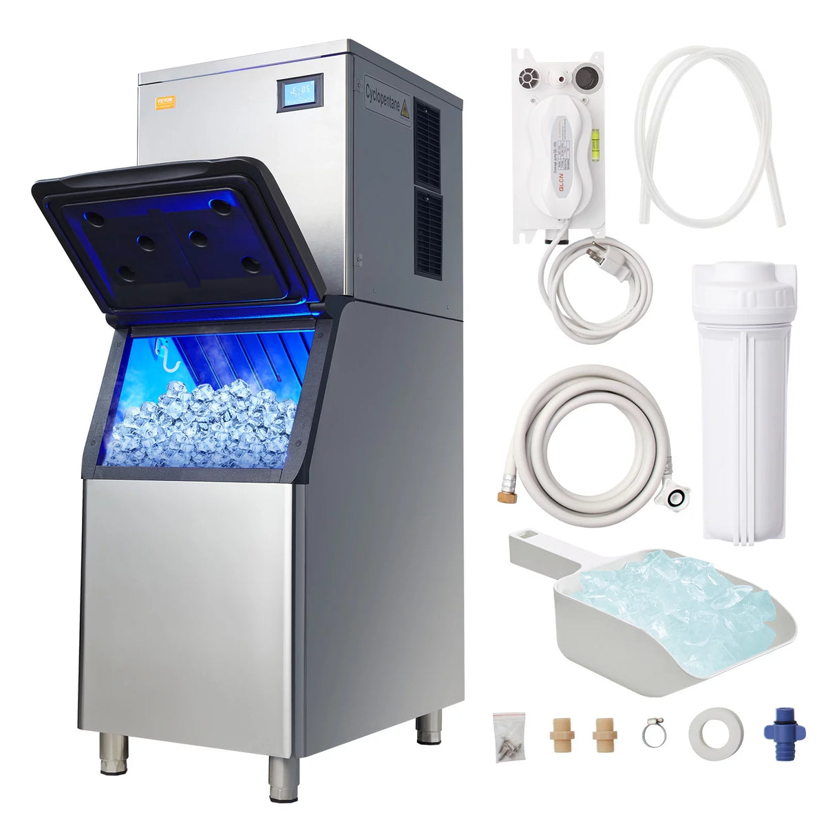 Commercial Ice Maker with 400LBS/24H and Storage Bin V7142