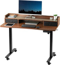 Dark Walnut Top Black Frame 2-Tier Height Adjustable Stand Up Desk I3691