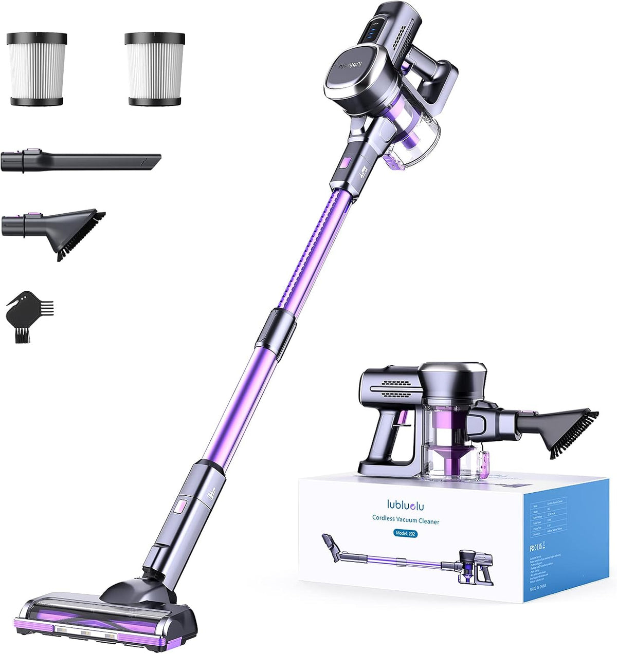 Cordless Stick Vacuum with 25Kpa Suction, 50min Runtime, Detachable Battery M453