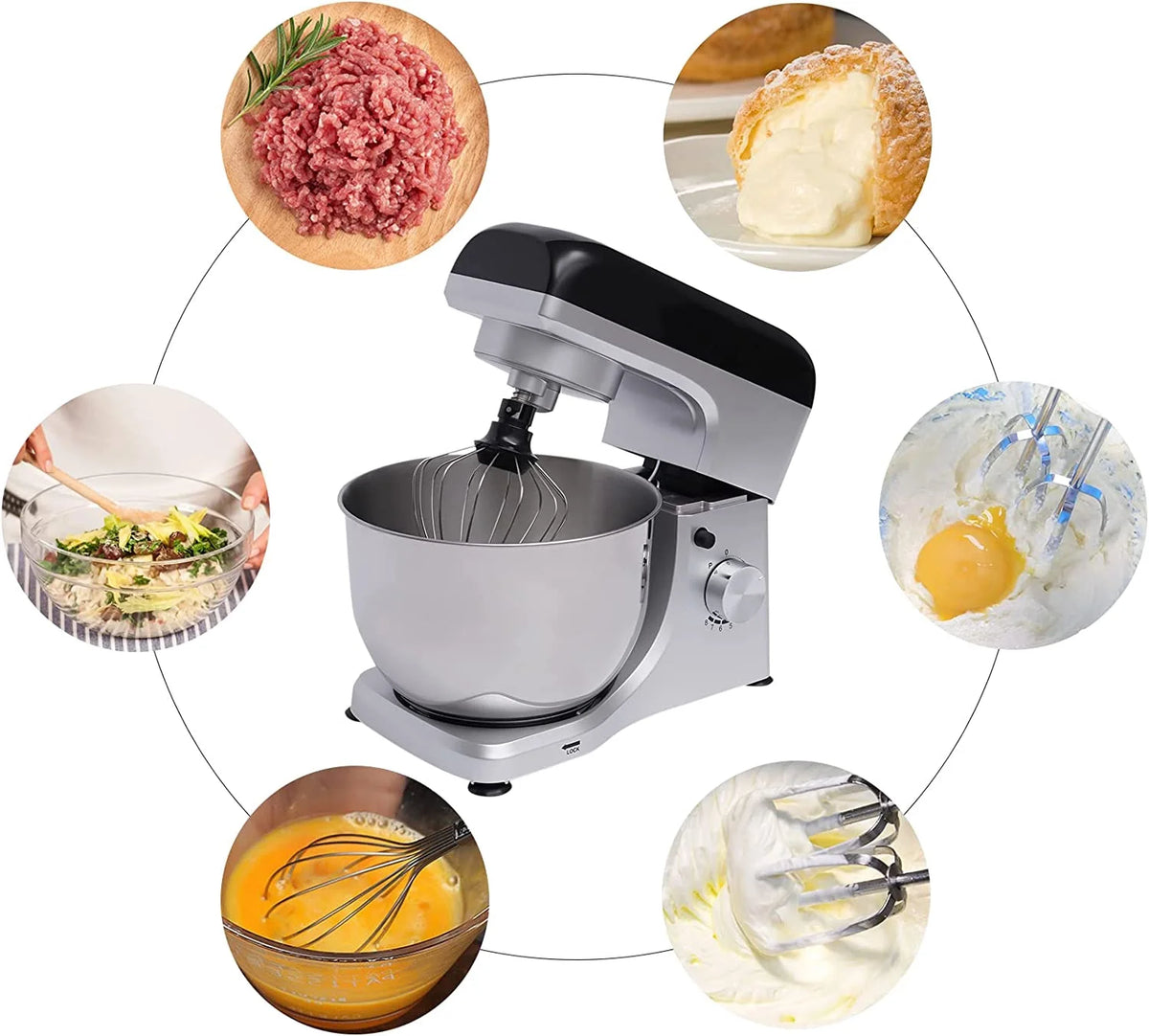 4.5L Commercial Food Dough Mixing Machine 1000W Tilt-Head J39521