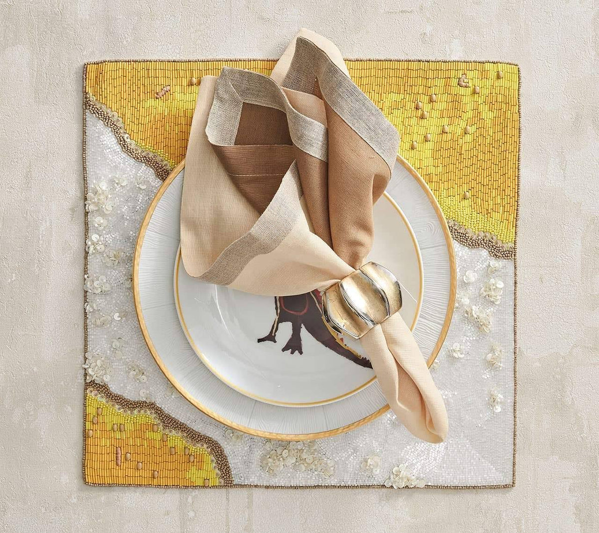 Gold & Silver Napkin Ring Set of 4 K36377