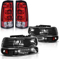 Black Housing Replacement Headlights + Red Lens Taillights Combo V591692