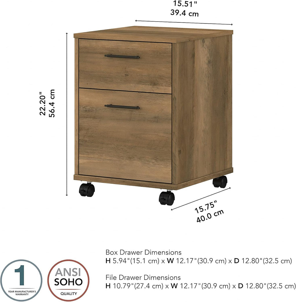 2 Drawer Mobile File Cabinet, Reclaimed Pine D26549