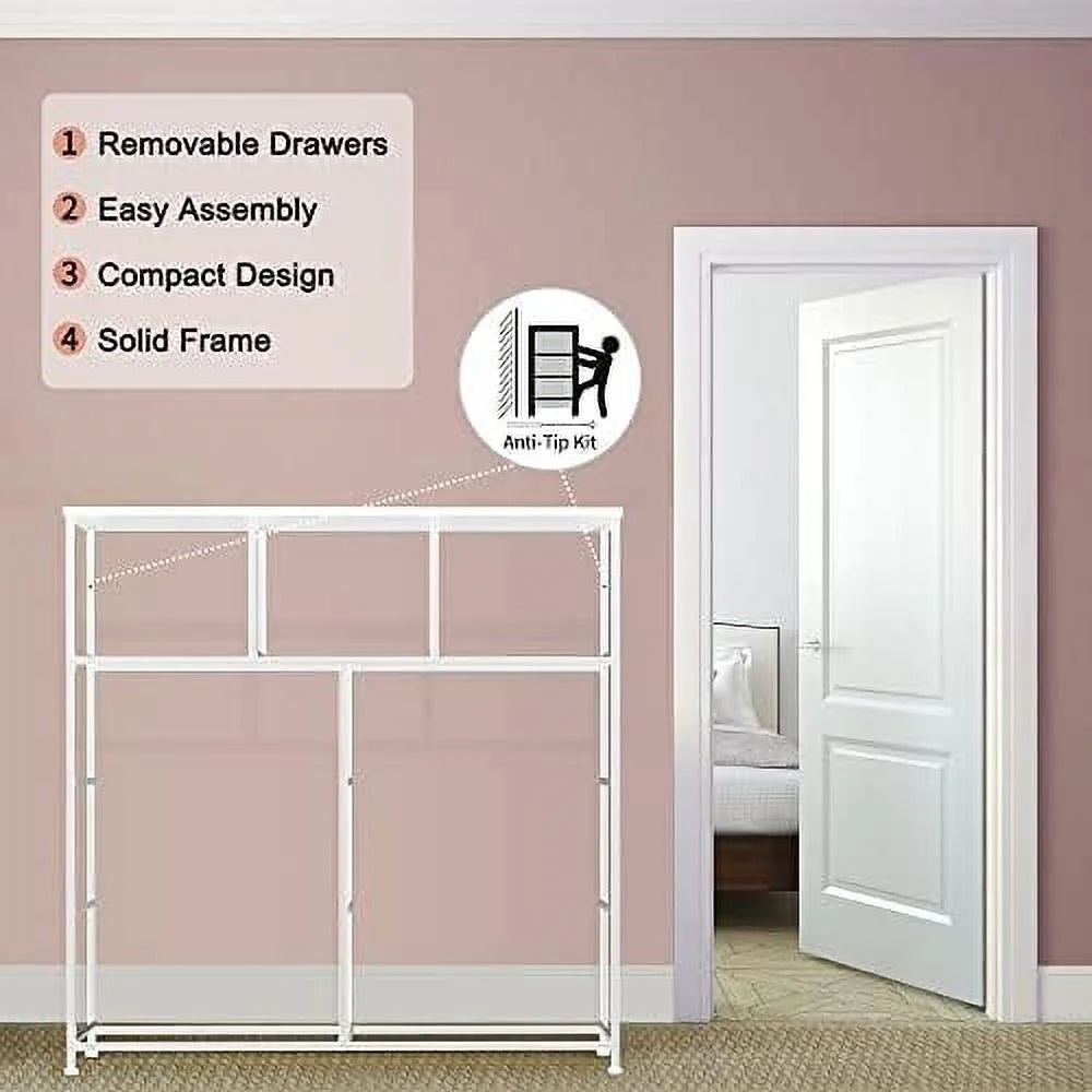 Black 9 Drawer Fabric Dresser with Steel Frame Q87737
