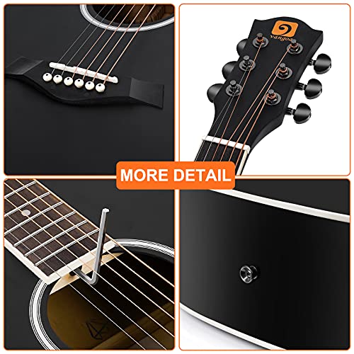 4/4 Full Size Dreadnought Cutaway Acoustic Guitar Bundle Kit Black F69008
