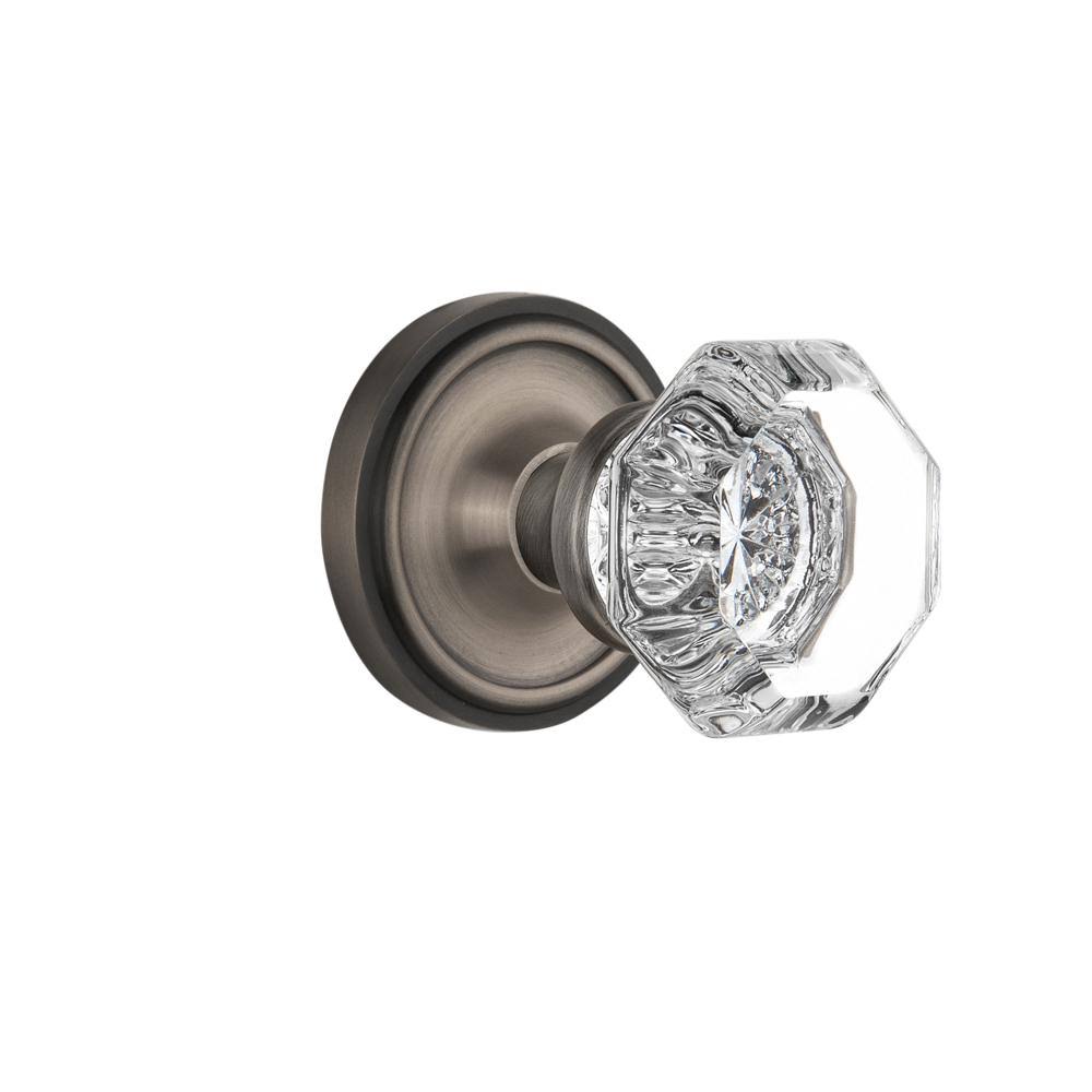Antique Pewter Crystal Door Knob Q710