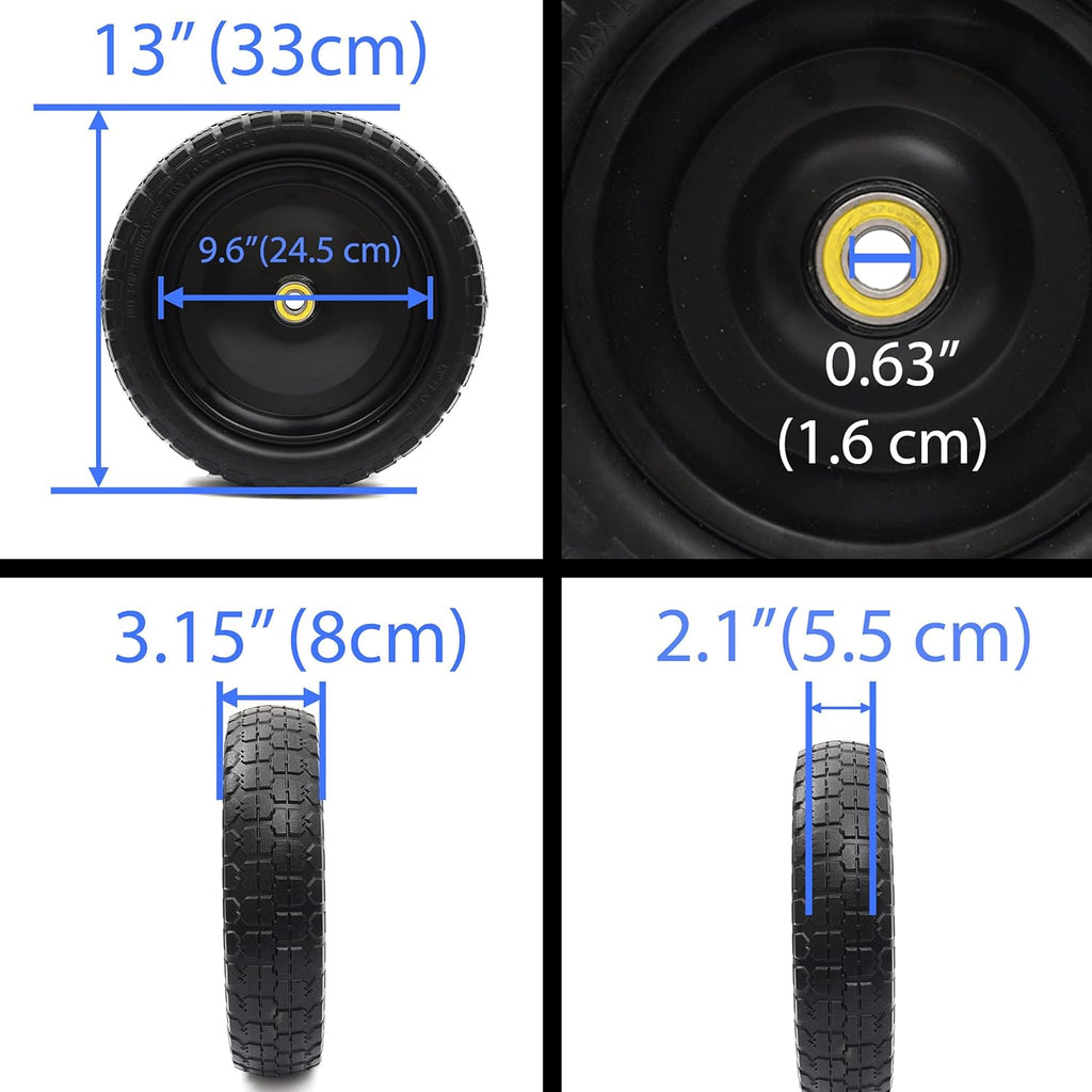 13" Solid Polyurethane Flat-Free Tire and Wheel Assemblies (4-Pack) G624549