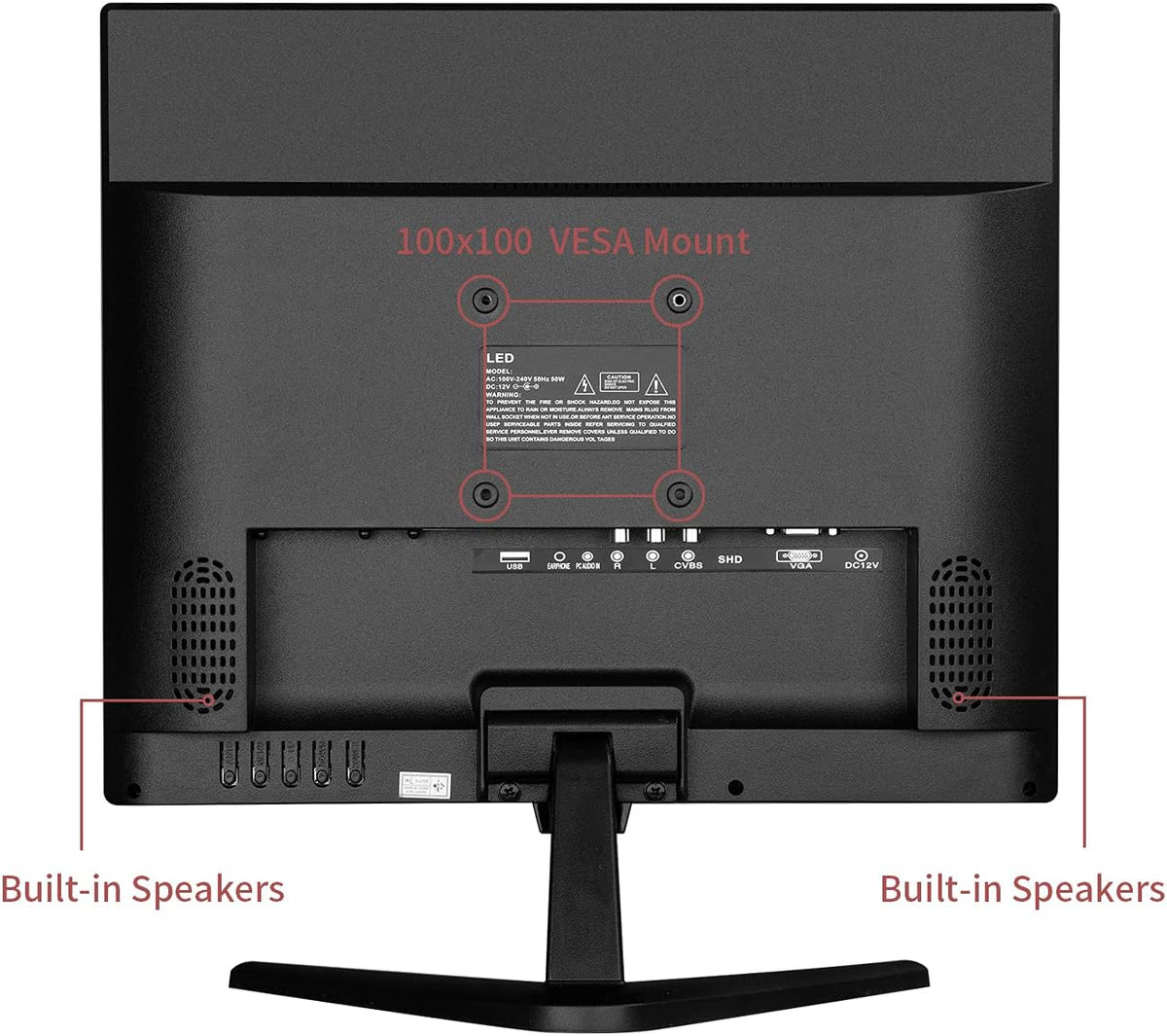 17 inch Security Monitor with HDMI Input, Built-in Speaker, Remote Control D856