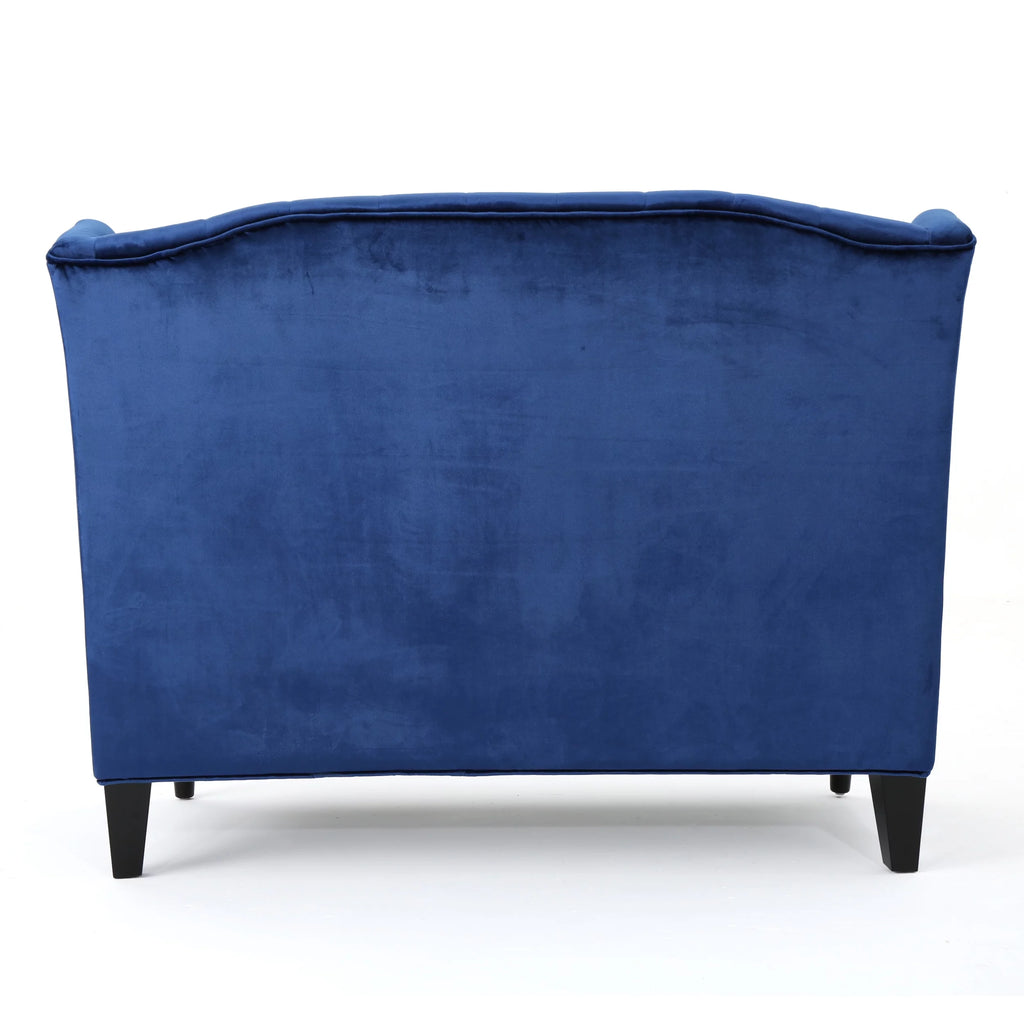 Navy Blue Velvet Tufted Loveseat K942646