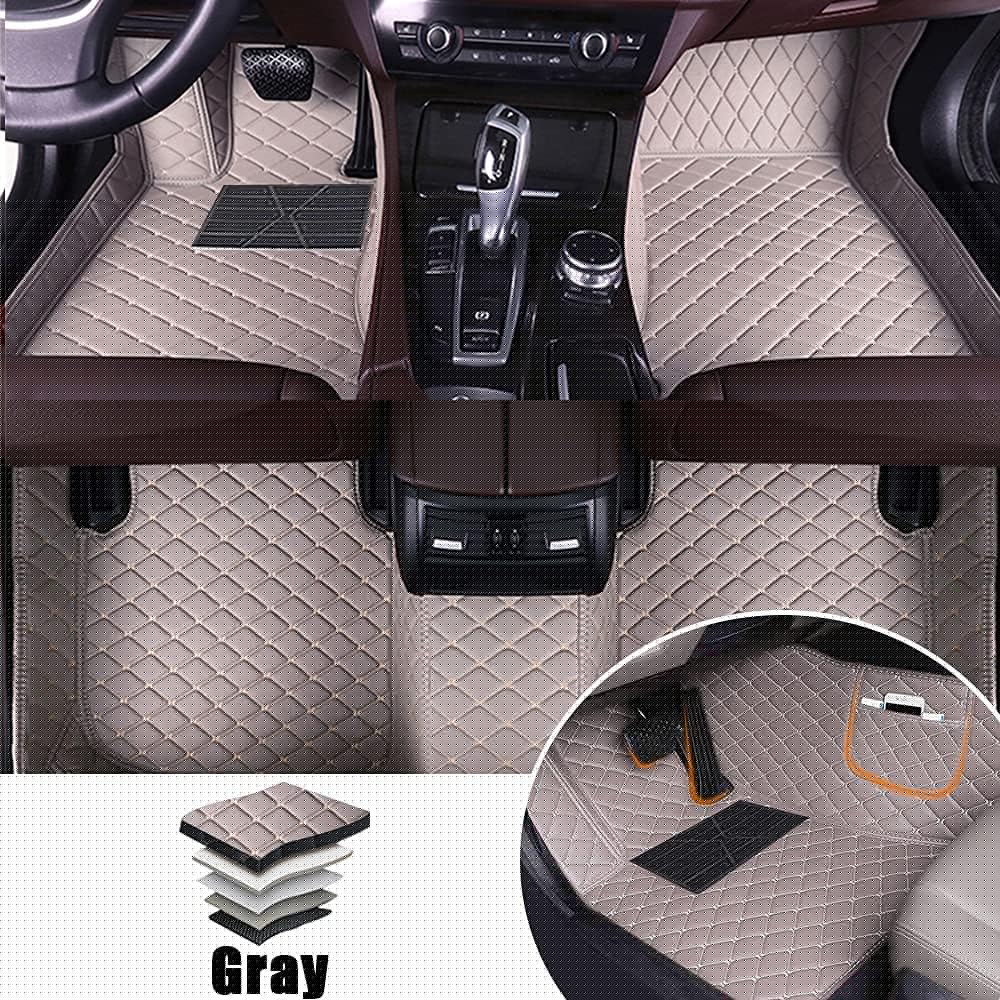 Leather Car Floor Mats Front ＆ Rear Full Coverage Liner/Set (Gold Color) W29642