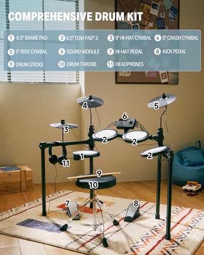 Electric Drum Set with 4 Mesh Pads and 2 Pedal D716417