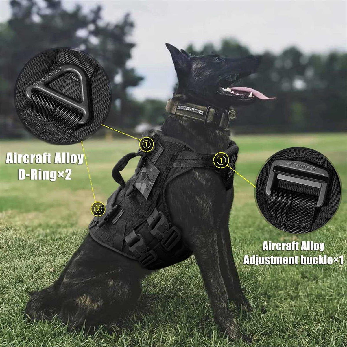 Tactical Dog Harness K9 Dog Training Vest Adjustable Padded MOLLE Vests D7669
