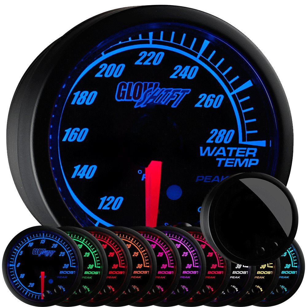 Black Dial Tinted Lens Water Coolant Temperature Gauge Kit 2-1/16" 52mm Pack of 2 S890